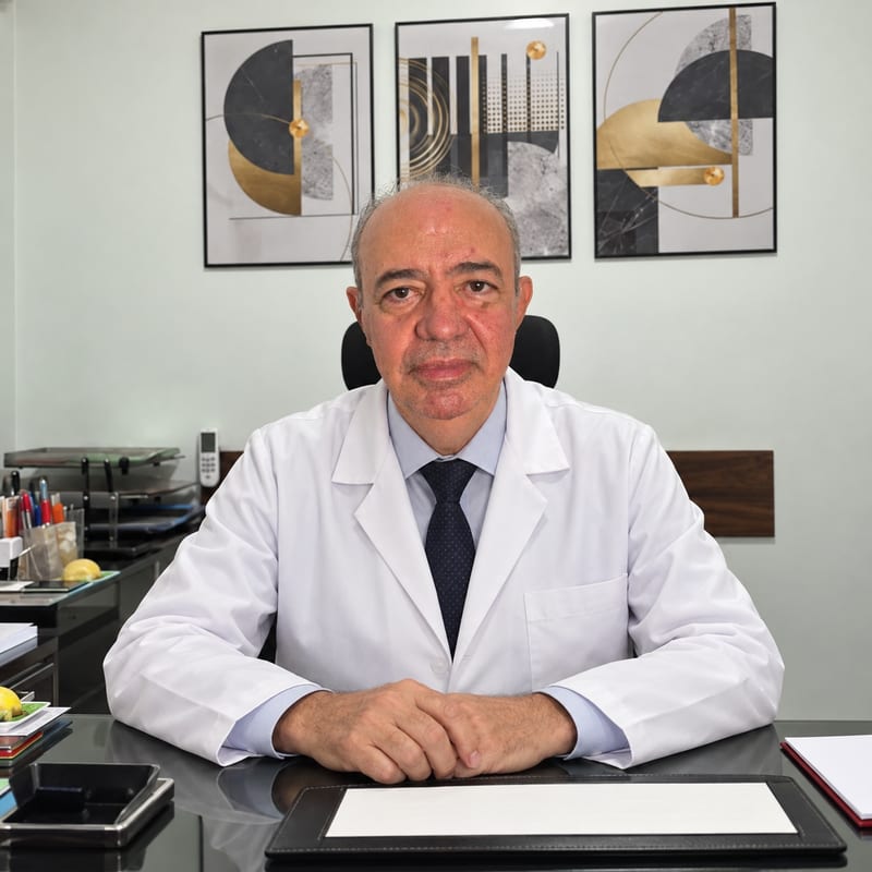 Dr. Paulo Prado sentado à mesa do consultório Imune Consultórios, em Rio Verde